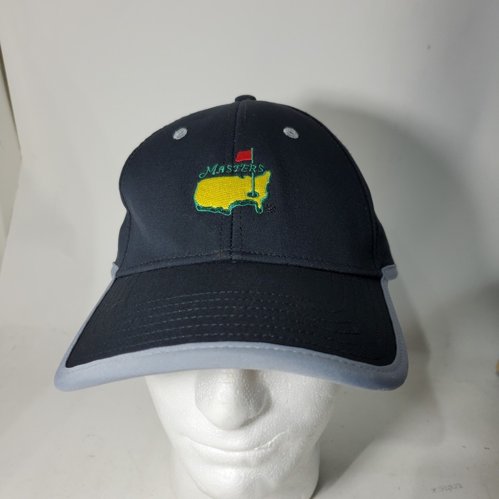 Masters Hat Mens Black Yellow Embroidered Logo Strapback American Needle